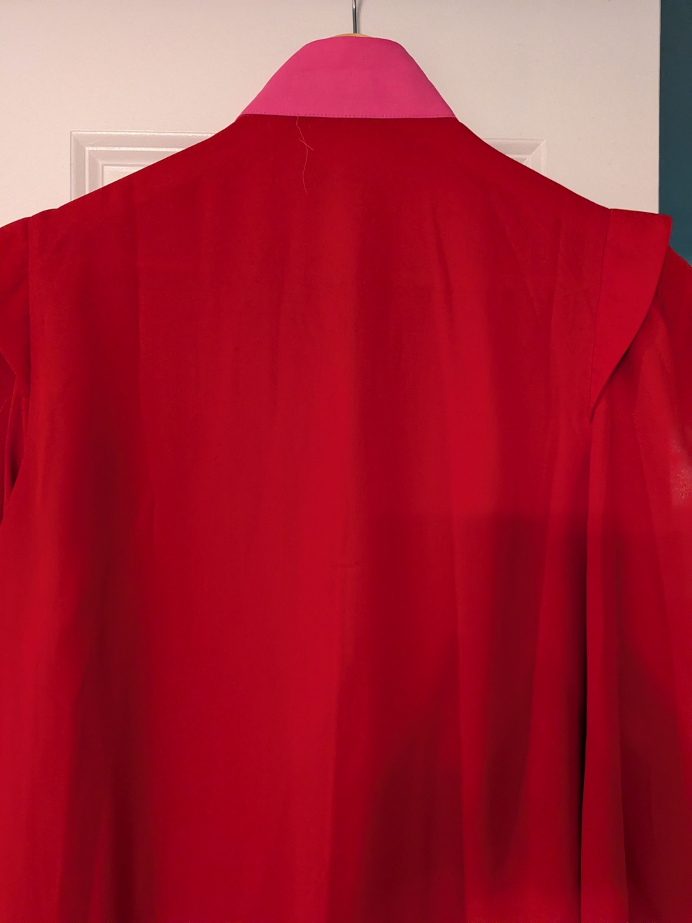 Tuckernuck + India Hicks Two-Tone Red & Hot Pink Pleated Button-Front Blouse - Picture 4 of 5